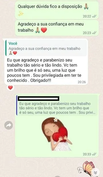 Print de WhatsApp: relato de cliente da Fran Dorow