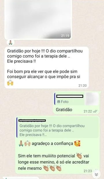 Print de WhatsApp: relato de cliente da Fran Dorow