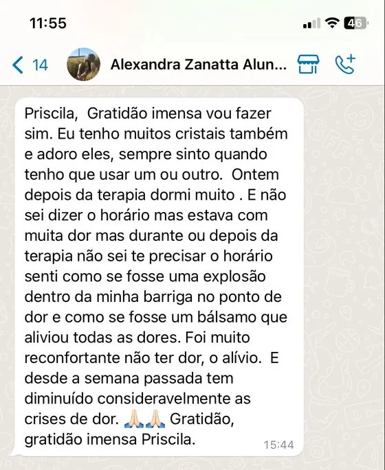 Depoimento de Alexandra Zanatta no WhatsApp