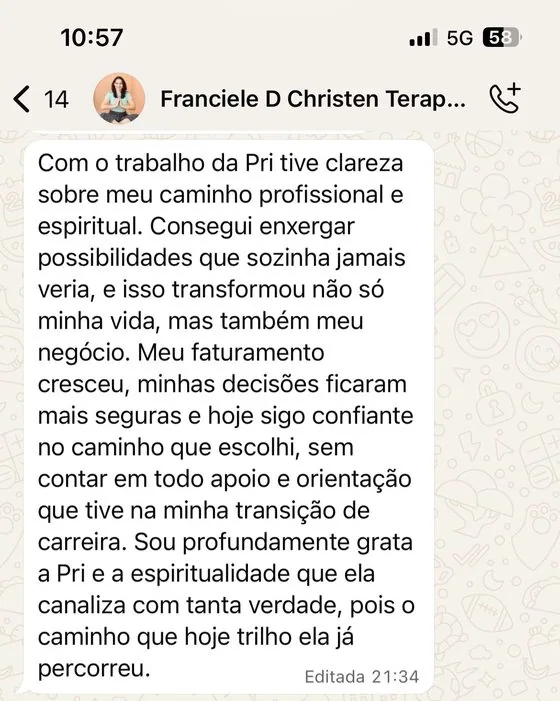 Depoimento de Franciele D. Christen no WhatsApp