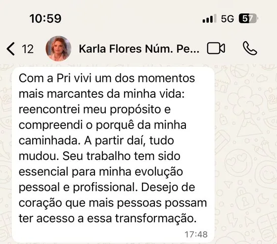 Depoimento de Karla Flores no WhatsApp