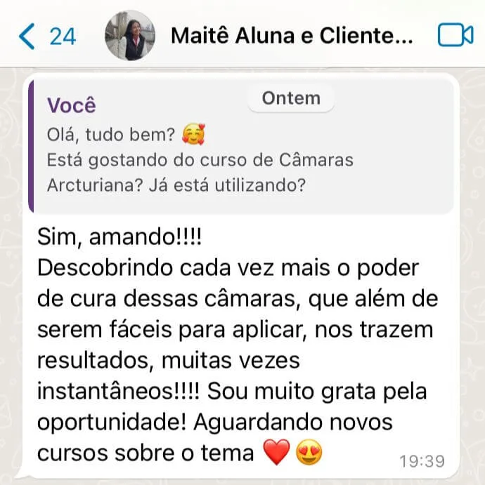 Depoimento Curso Câmaras de Cura Arcturiana - Maitê
